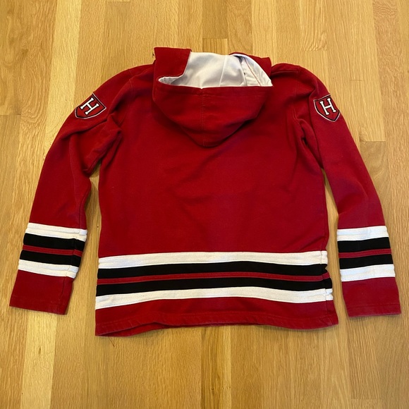 Harvard Youth Red Sweatshirt w Hood w Tie Closure Large Fabric H Shield Front/M - Picture 9 of 10